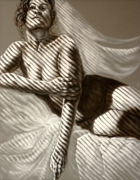 Vivid female nude oil painting, This Last Porous Light, by Pamela Frankel Fiedler.  www.frankelfiedler.com