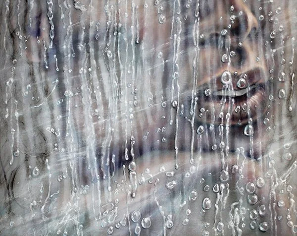 Close-up of womans face oil painting,  Simple Pleasures, by Pamela Frankel Fiedler. www.frankelfiedler.com
