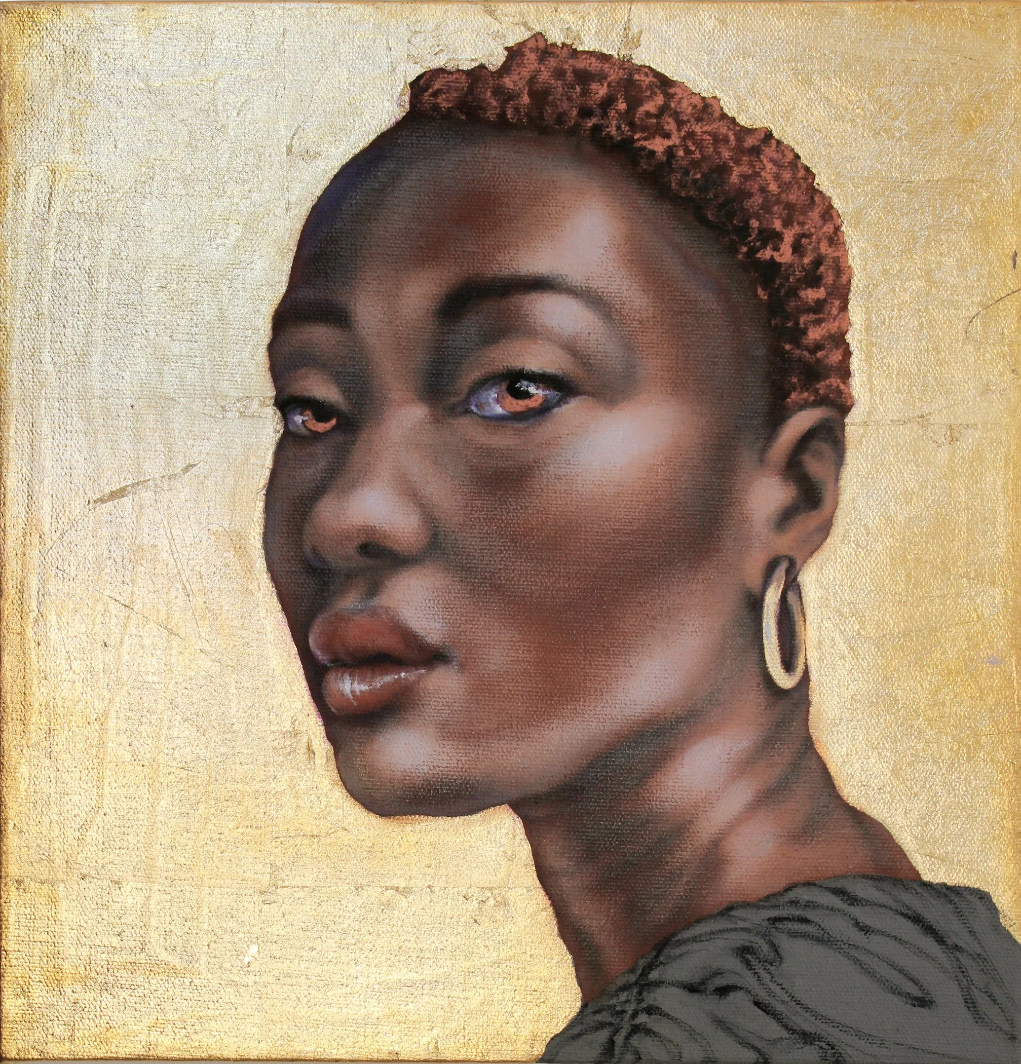 The Time For Silence Had Probably Passed, gold leaf portraits by Pamela Frankel Fiedler