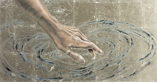 Fine silver metal leaf paintings by Santa Fe artist, Pamela Frankel Fiedler, A Light Touch Grew into a Movement.  www.frankelfiedler.com
