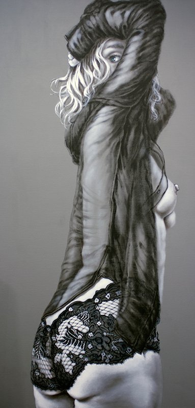 Tantalizing women oil paintings in Santa Fe, Hiding Sevret Cuves and Warm Shadows, by Pamela Frankel Fiedler.  www.frankelfiedler.com