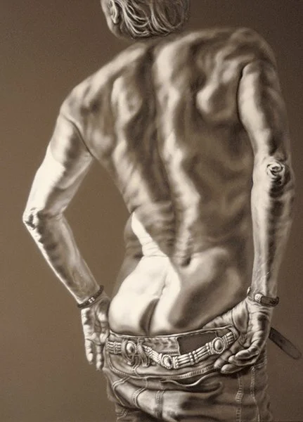 Lifelike male oil paintings, Concho, by Pamela Frankel Fiedler.  www.frankelfiedler.com