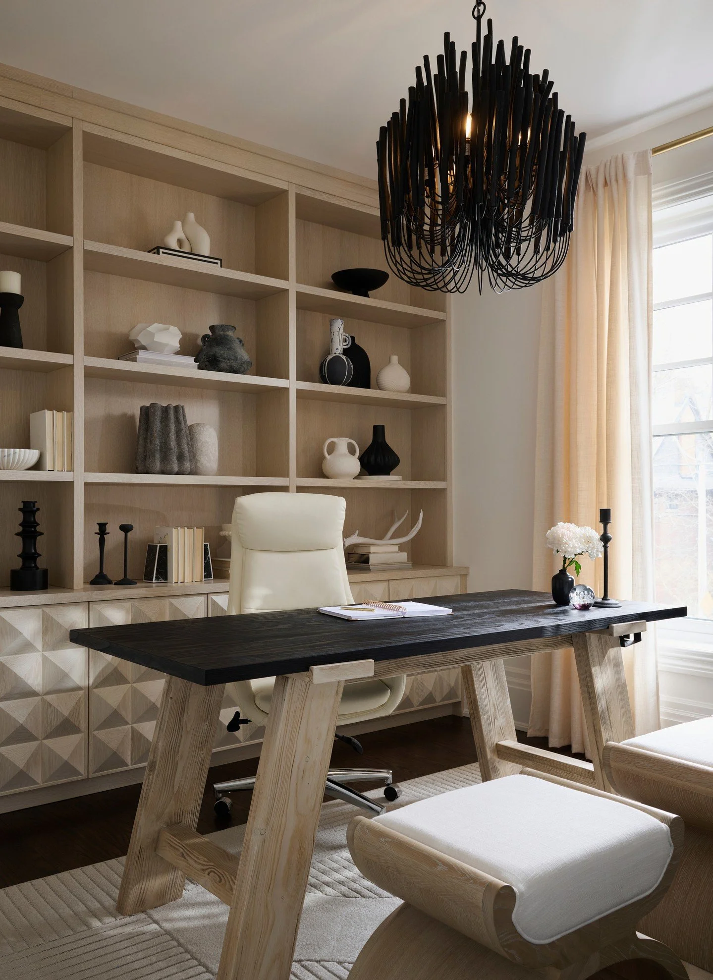 Designed with purpose and precision. From elegant lines to the elevated finishes, this office isn't just a workspace&mdash;it's a statement. Custom millwork bringing all the character and charm&mdash;because productivity deserves a beautiful space.
*