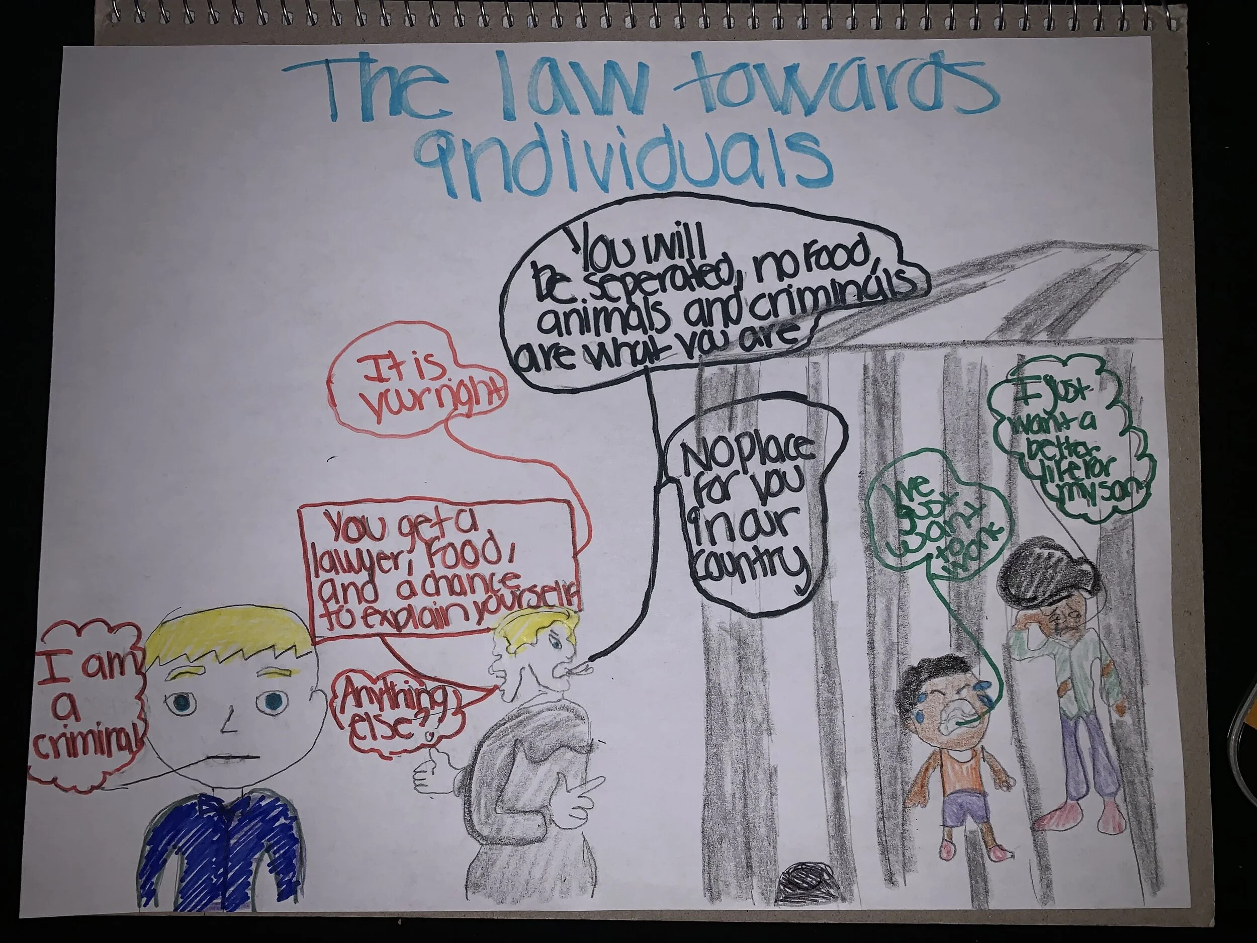 Andrea Lopez Juarez portrays the unequal treatment the law provides immigrants compared to White males.