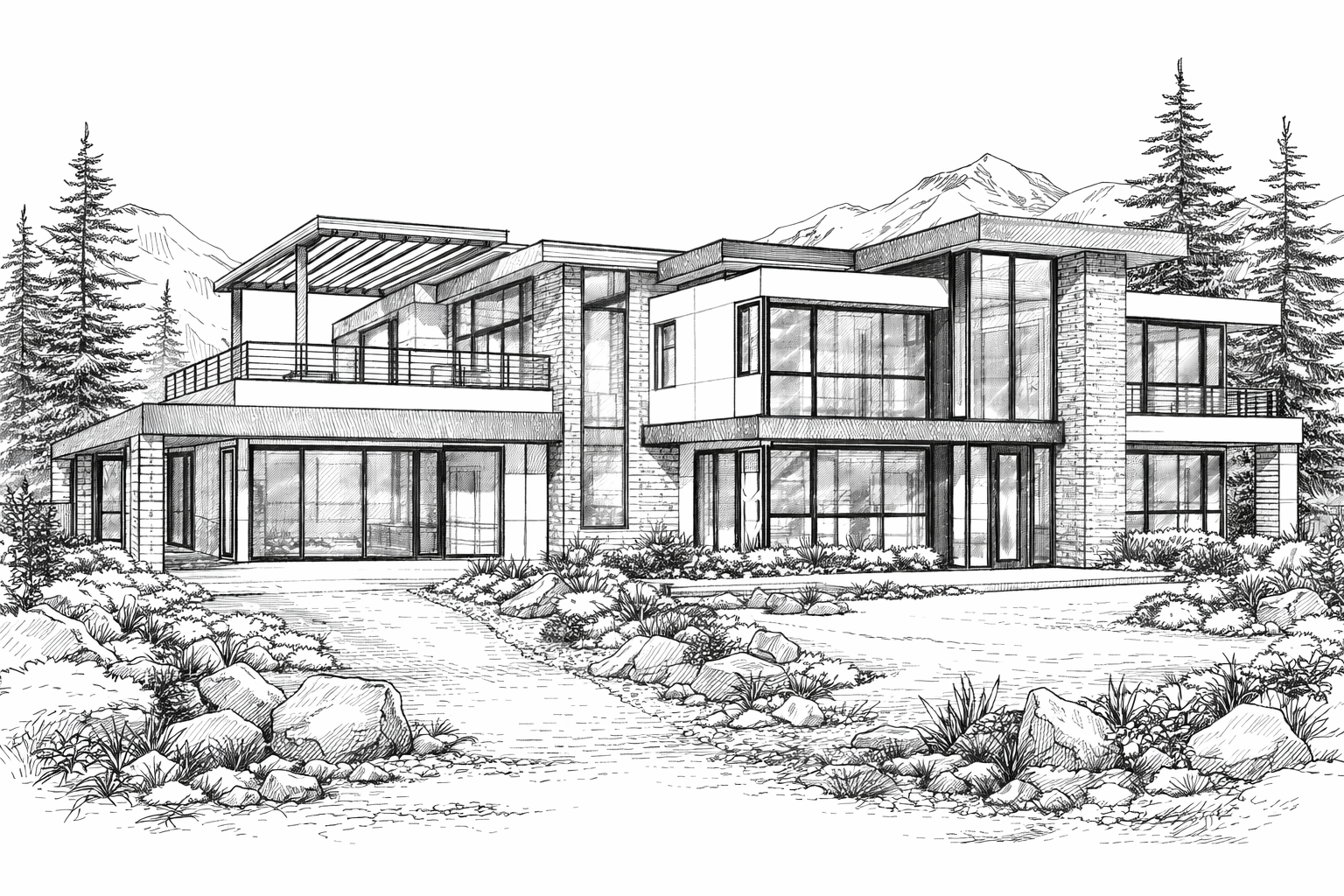 Modern house in Utah mountains.png
