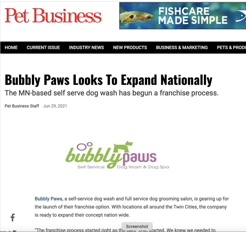 Pet Business Magazine — Bubbly Paws Dog Wash and Grooming Franchise