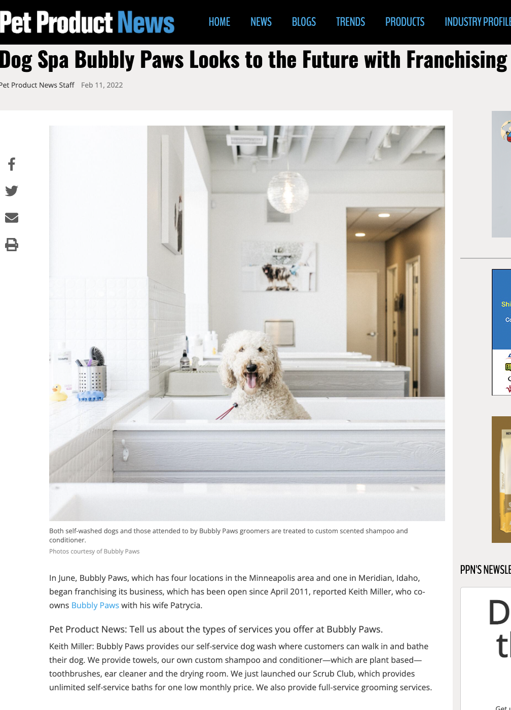 Pet Product News — Bubbly Paws Dog Wash and Grooming Franchise