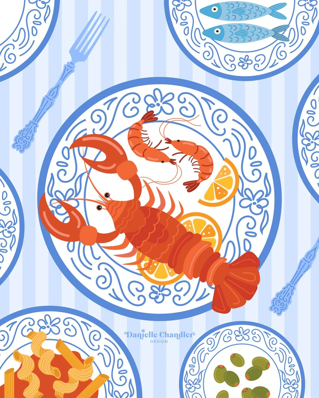 Seafood Lobster on Plates Italian Summer - 1.jpg