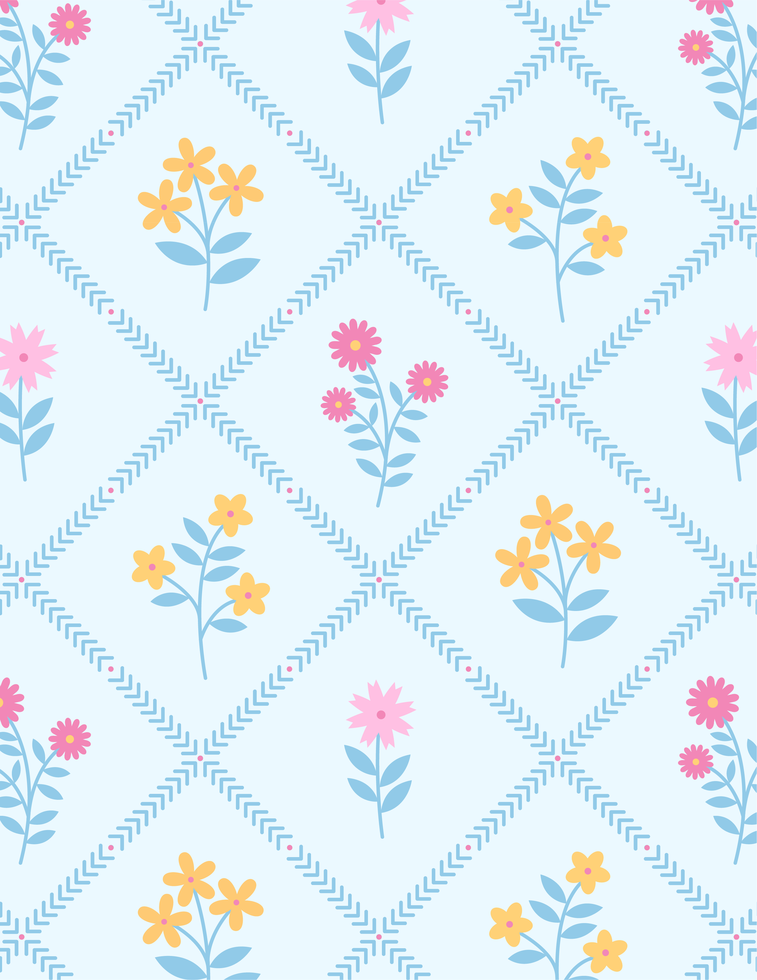 Floral Stitched Diamond - Blue.png