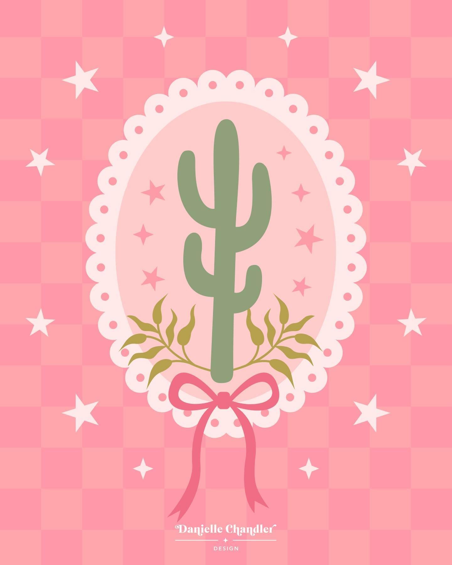 Western whimsy 🌵🎀

A cute cactus motif from a new pattern I&rsquo;m working on for my Coquette Cowgirl collection!