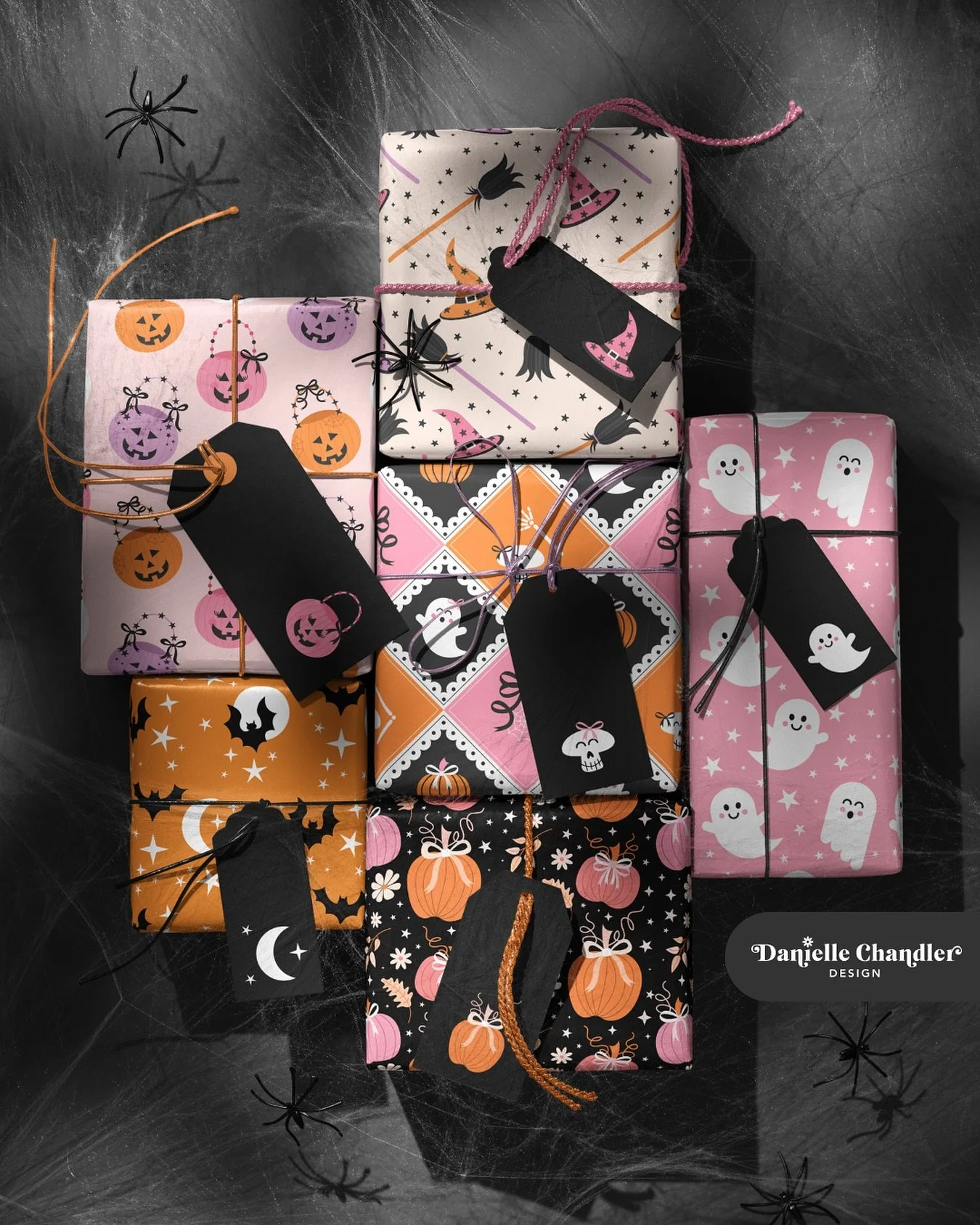 Trick or treat yourself to a spooky surprise 🎃🖤

My Halloween patterns as gift wrap? Would love to make it happen! And this fun mockup from @creatsyofficial makes them look so magical. ✨

From pastel pumpkins to friendly ghosts and witchy hats, thi