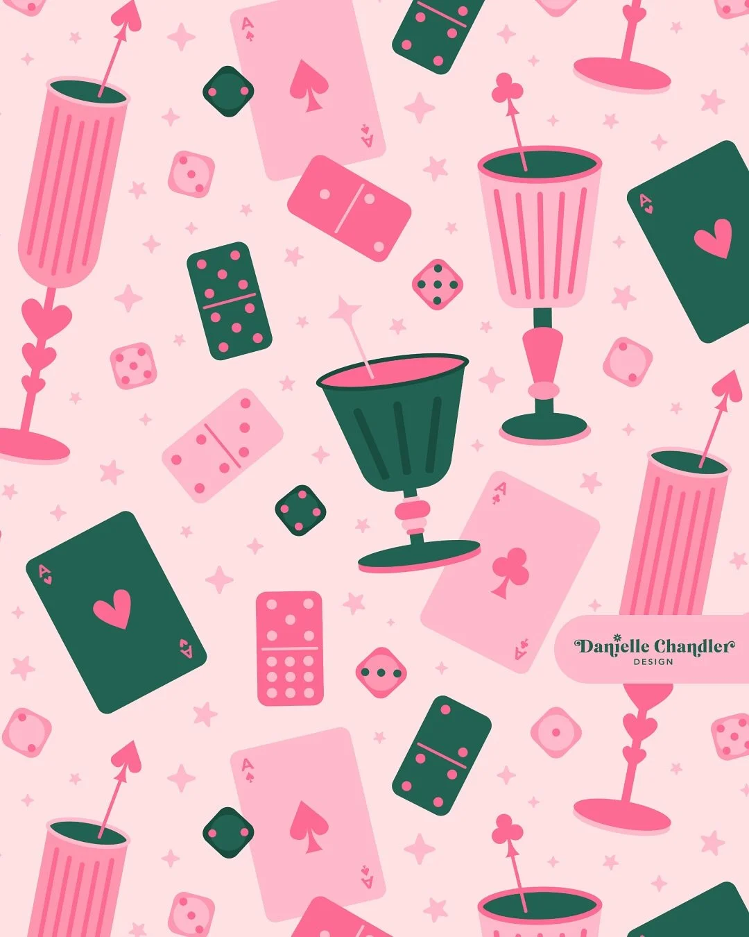 It&rsquo;s a girly and glam game night! 🍸🃏💖

Put on your cutest and comfiest PJs, grab your cocktail or mocktail of choice, and let&rsquo;s party and play!

What&rsquo;s your favorite game?

[ surface pattern designer &bull; art licensing &bull; p