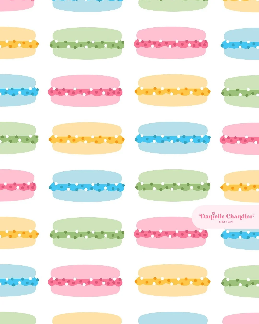 Macaron magic 🍪🍭

Some cute candy colored French macarons with sweet sprinkles. I&rsquo;ve been drawing a lot of treats lately, and thought these would be fun to add to the mix!

🏷️ [ surface pattern designer &bull; art licensing &bull; spoonflowe