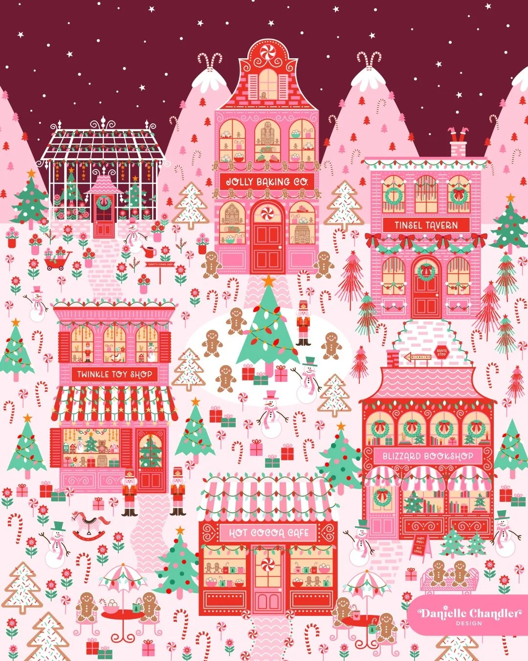 Merry Christmas Eve Eve from Tinsel Town 🎄🎅🏼💖

Sharing my full #tinseltown2025 village! This was so fun to work on this past month, and I love seeing it all come together into one big scene. I may have gone a little overboard with the details, bu