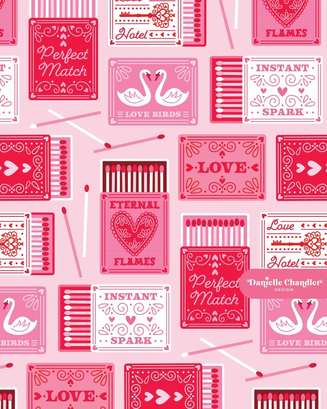 You&rsquo;re my perfect match 🕯️💖

I&rsquo;m so in love with how this vintage inspired match book pattern turned out! Pretty, romantic, nostalgic, charming, and pink. Which one is your favorite?

🏷️[ Valentines Day &bull; surface pattern designer 
