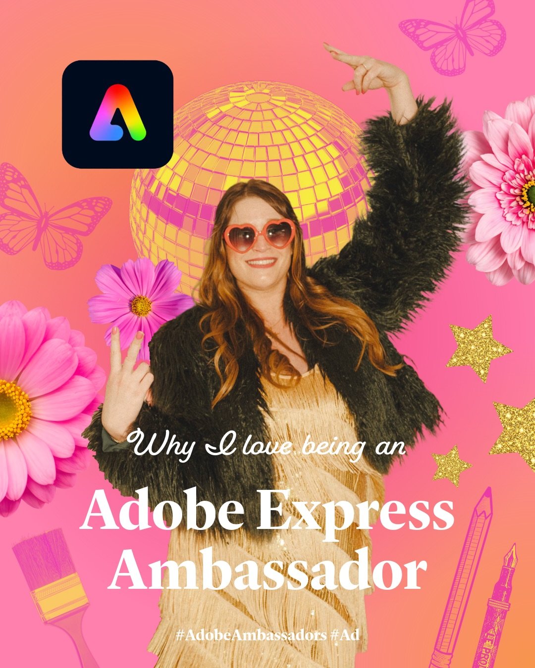 Being an @adobeexpress Ambassador is so fun 💖 

I&rsquo;ve been using @adobe programs to design for 18 years (!!!) and it&rsquo;s been a dream to partner with them. Joining the community of other amazing artists and designers has been so enjoyable, 