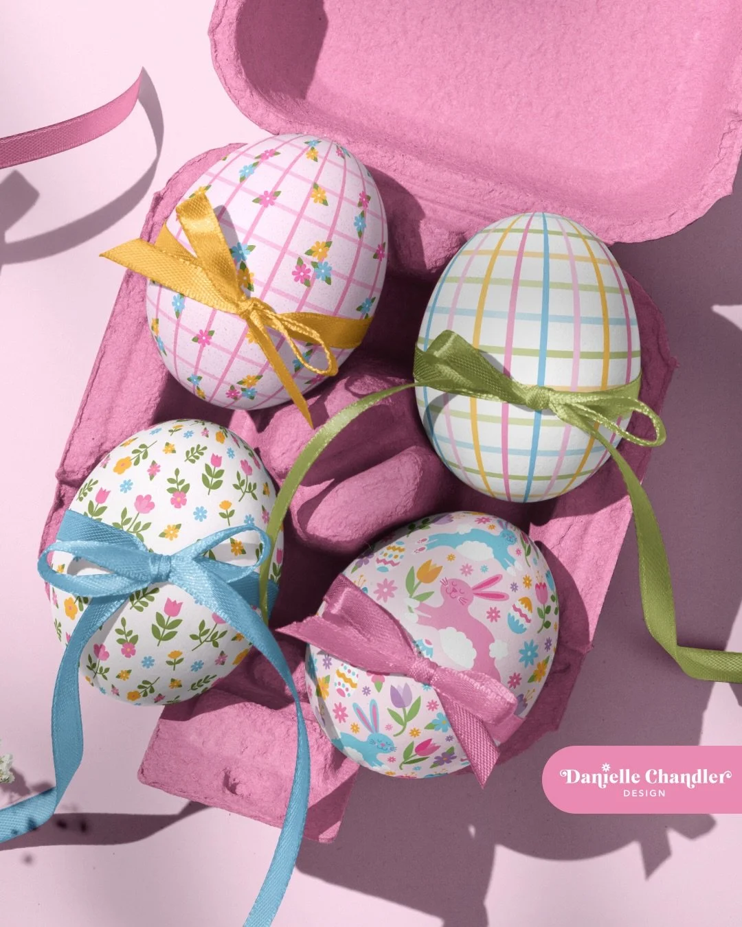 Hope you have an egg-cellent day! 🌷🐣

How cute are these Easter egg mockups from @creatsyofficial?! I love how they make my spring patterns come to life 💖 They&rsquo;re hosting a fun challenge right now with free mockups, so go check it out and se