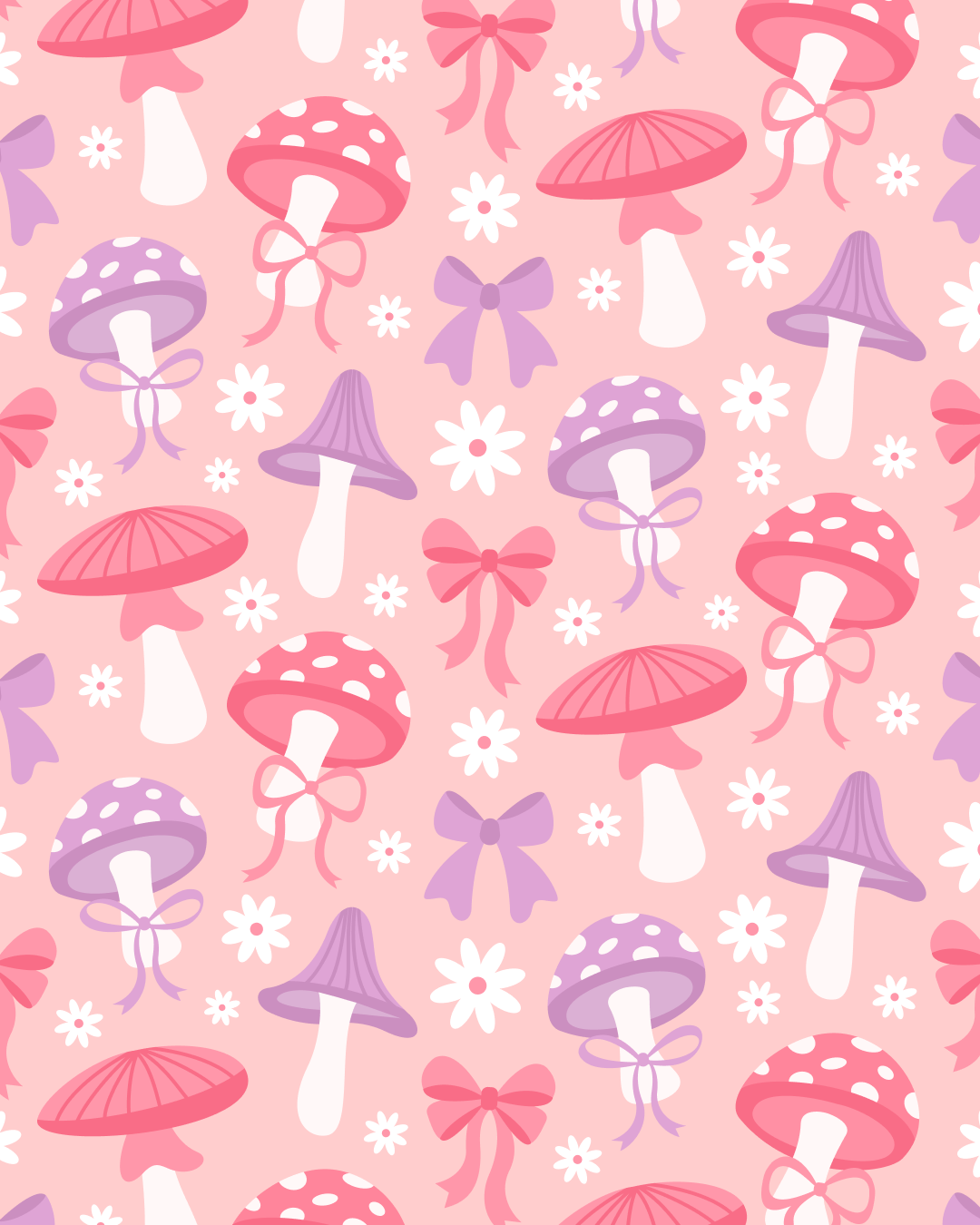 Mushrooms and Bows Pattern - 8.png