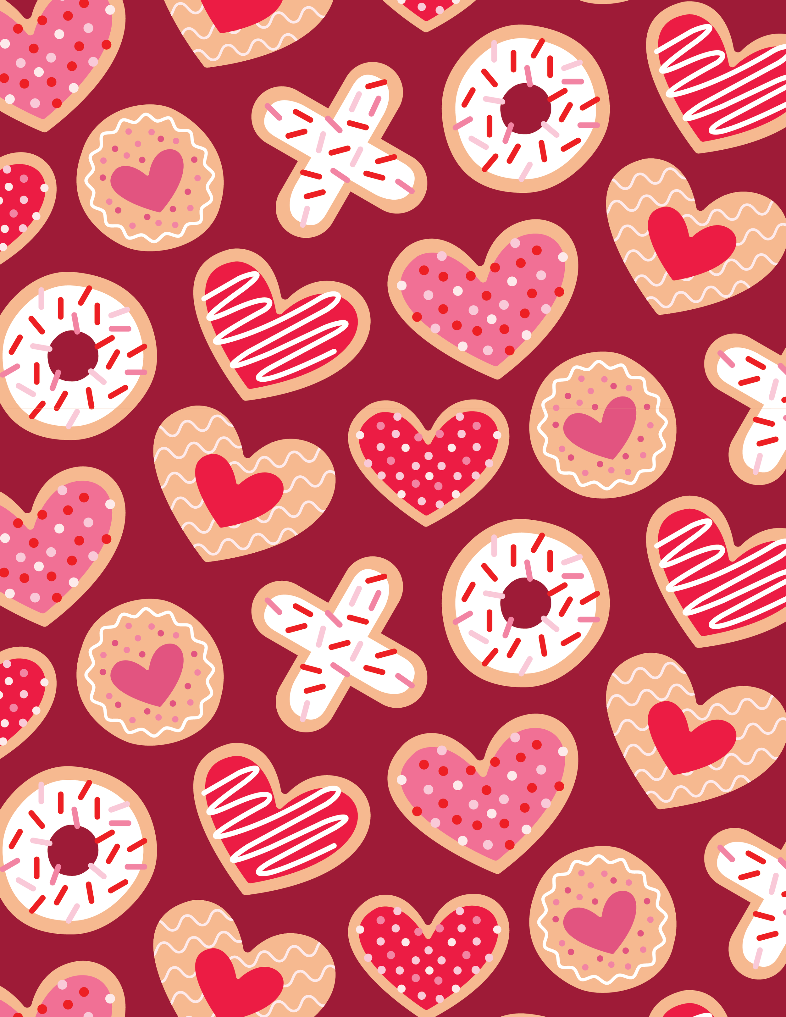 Valentines Day Cookie Pattern - Dark Red.png