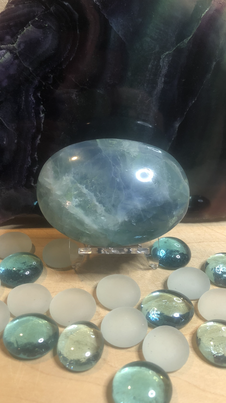 Large Rainbow Fluorite Palm Stone #1