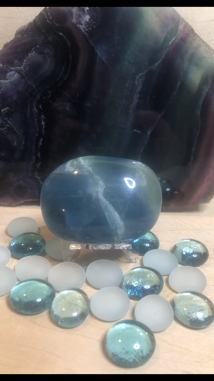 Large Rainbow Fluorite Palm Stone #3