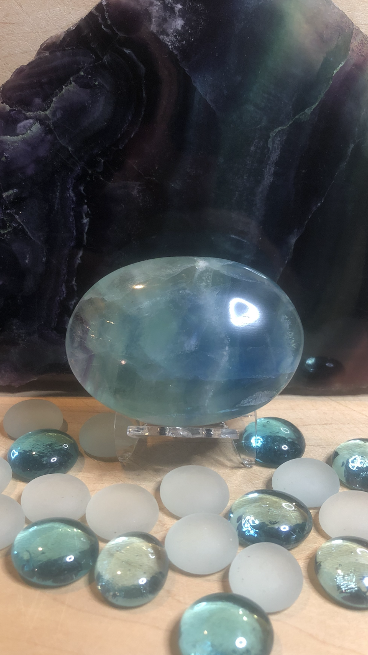 Large Rainbow Fluorite Palm Stone #6