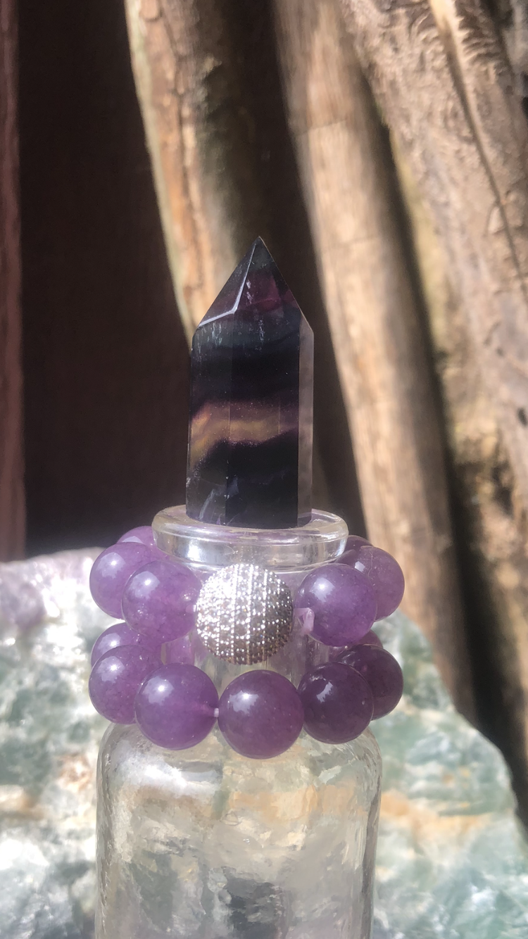 Small Rainbow Fluorite Crystal Point #1
