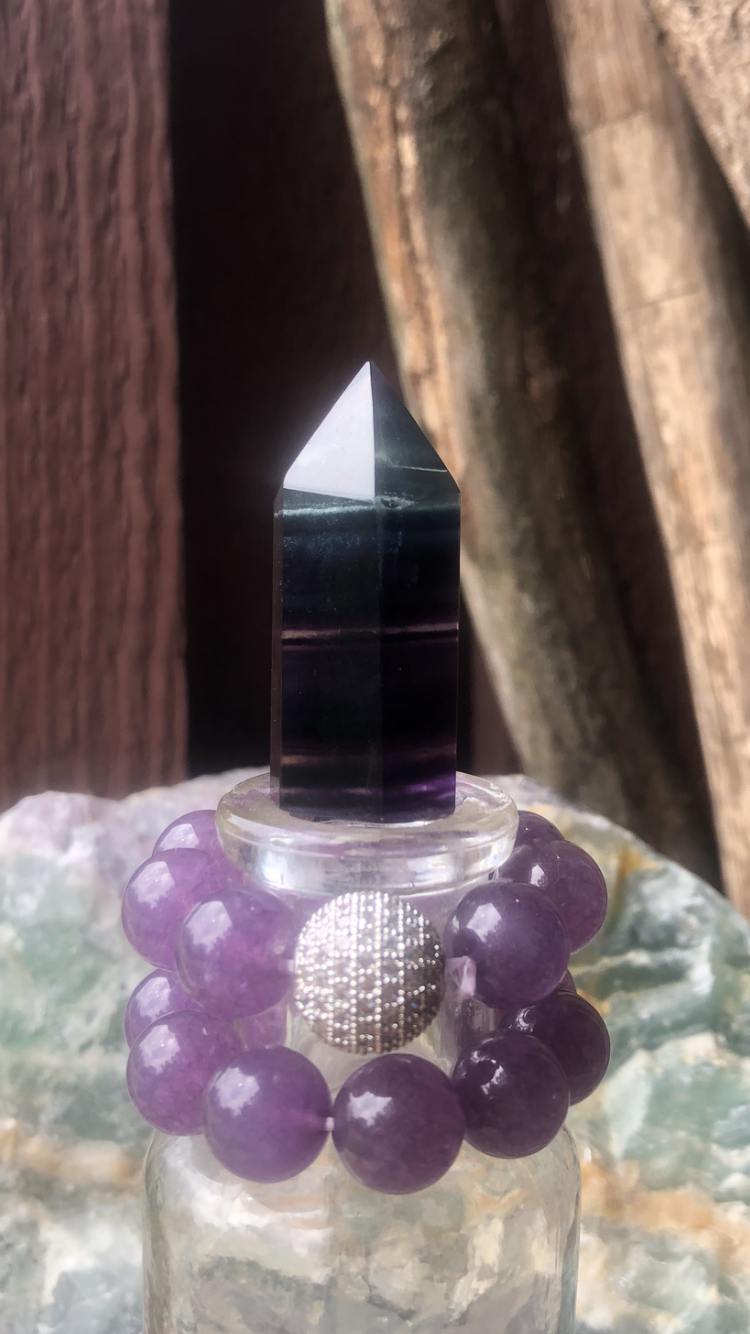 Small Rainbow Fluorite Crystal Point #3