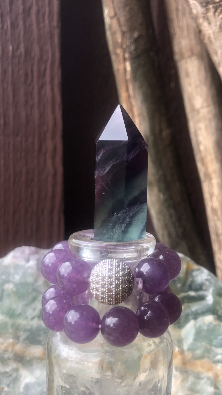 Small Rainbow Fluorite Crystal Point #4