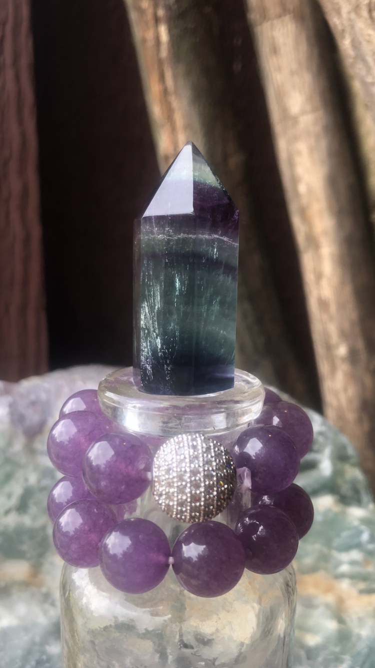 Small Rainbow Fluorite Crystal Point #5