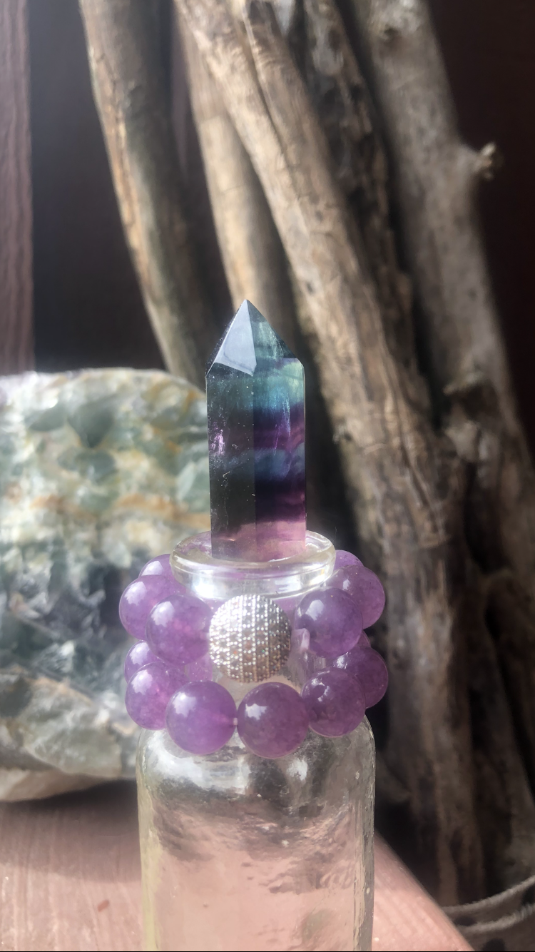 Small Rainbow Fluorite Crystal Point #8