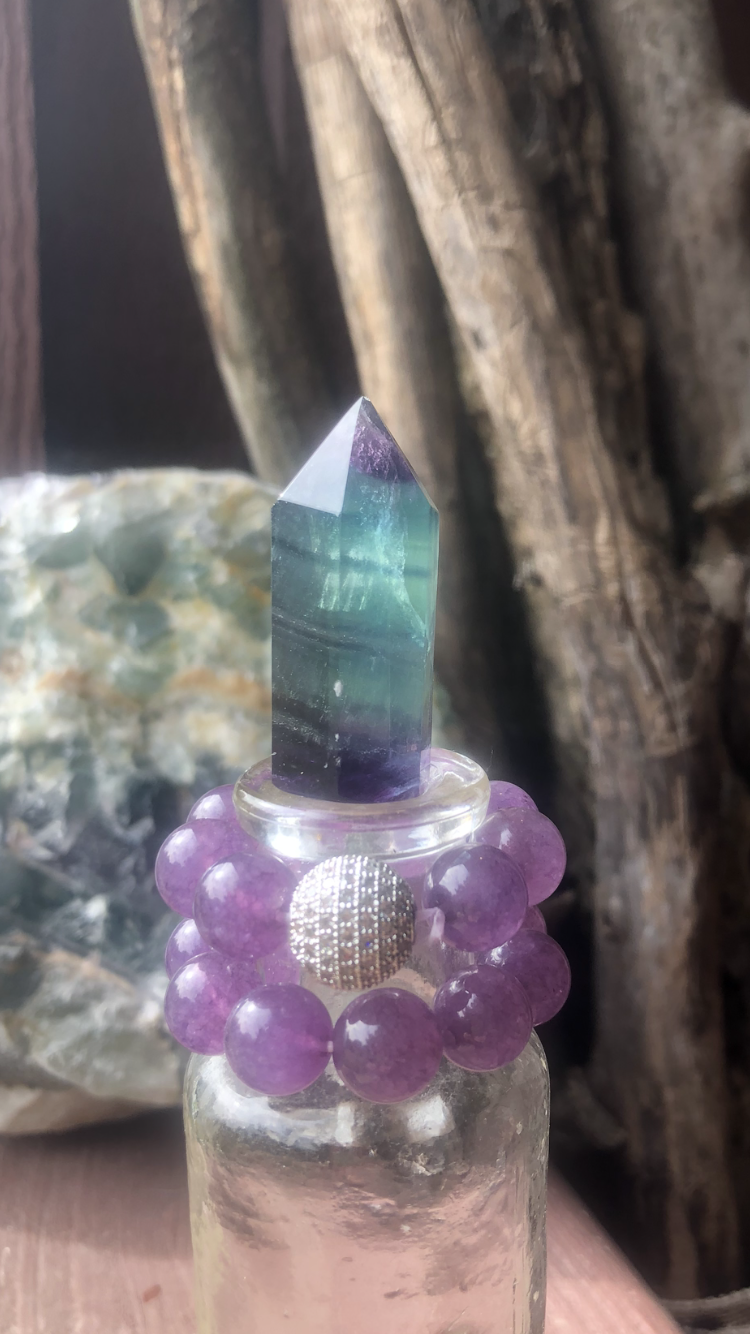 Small Rainbow Fluorite Crystal Point #9