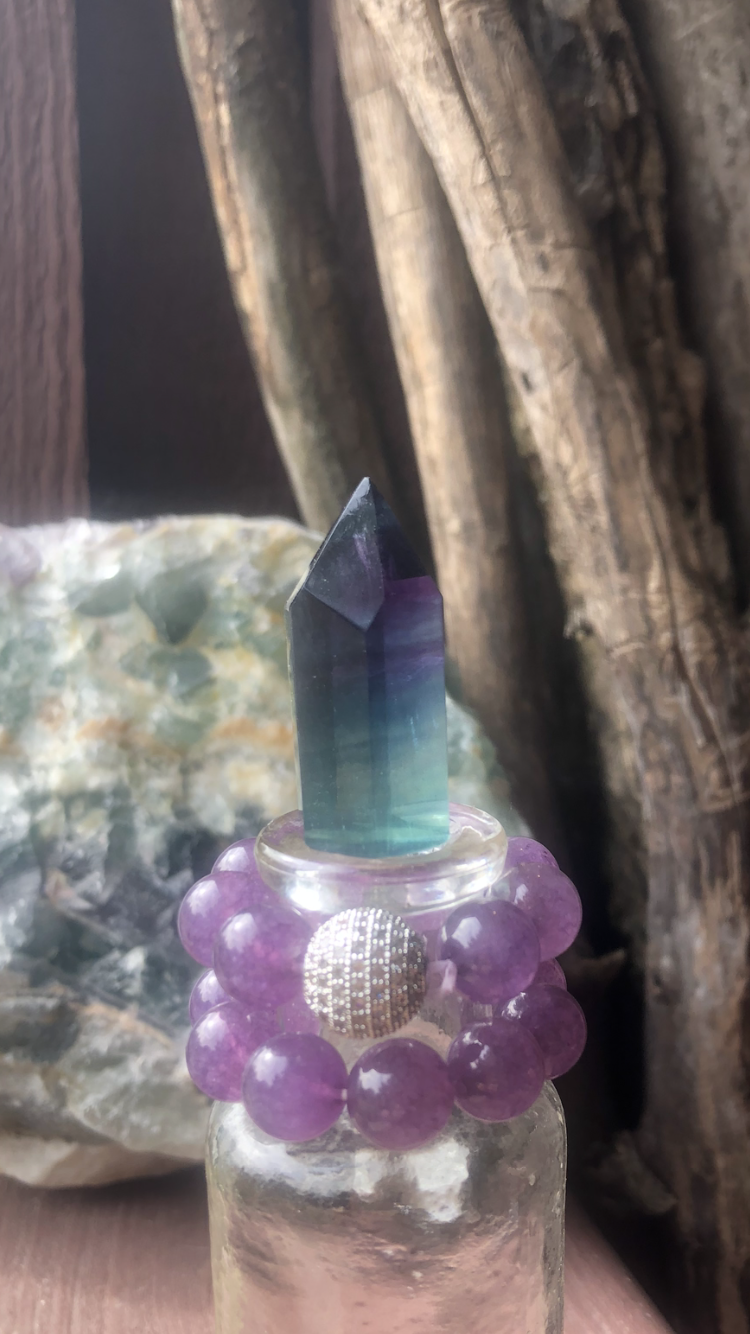 Small Rainbow Fluorite Crystal Point #10