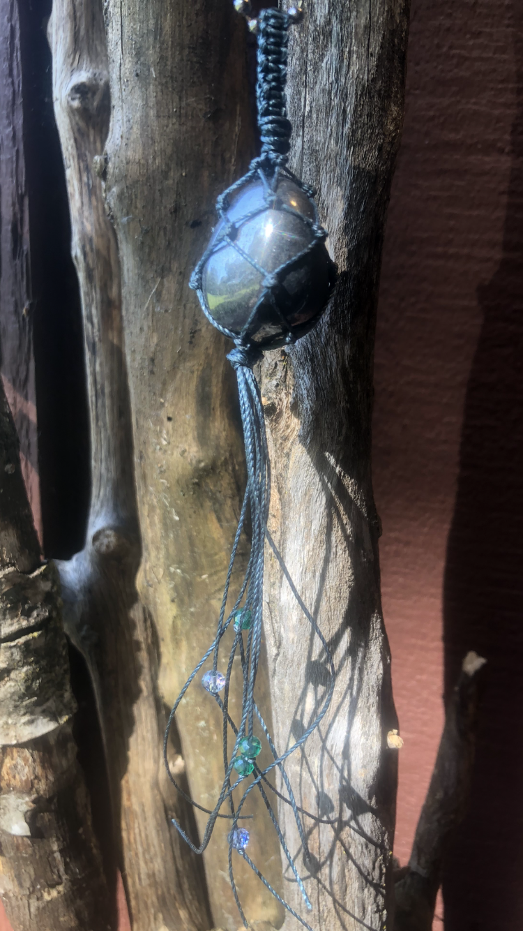 Hematite Wrapped In Slate~Blue Adorned With Reflective Crystals