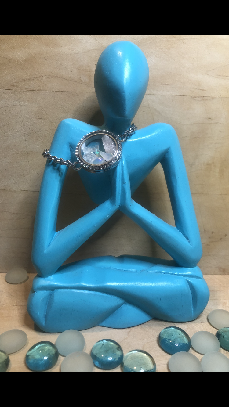 Fire Opal, Rose and Clear Quartz Filled Stainless Steel Memory Floating Glass Locket Bracelet