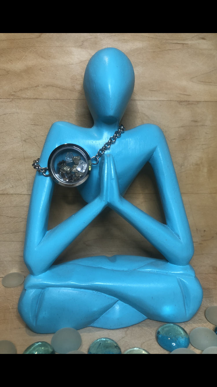 Herkimer Diamond, Pyrite, Clear Quartz Filled Stainless Steel Memory Floating Glass Locket Bracelet