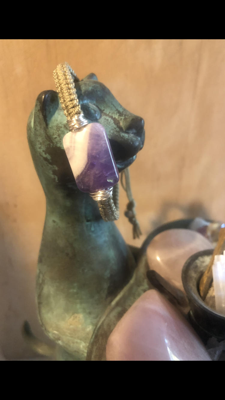 Amethyst Macreme Adjustable Bracelet