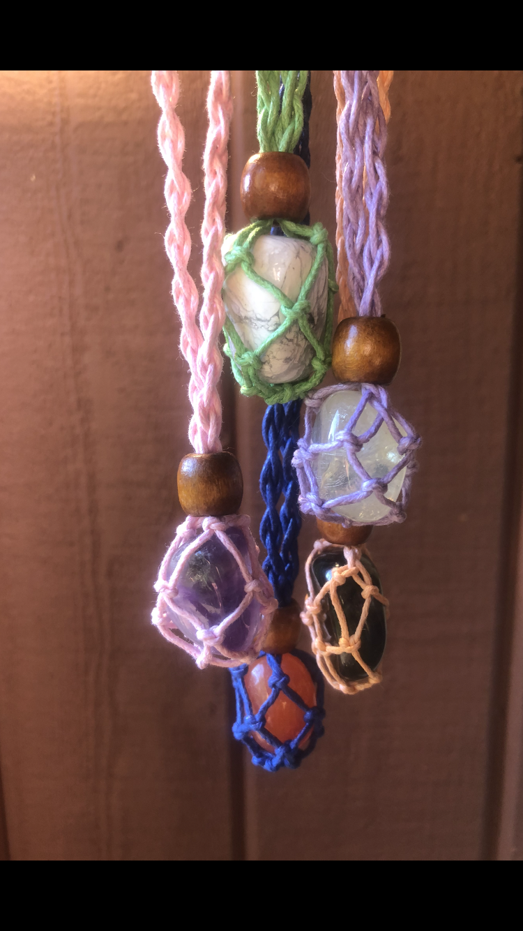 Blue Macrame Interchangeable Crystal Holder