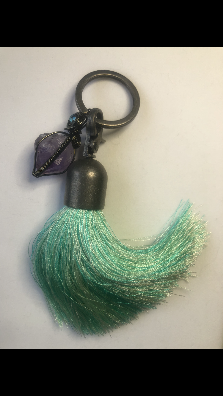 Amethyst Pendant ~ Tassel Keychain #2