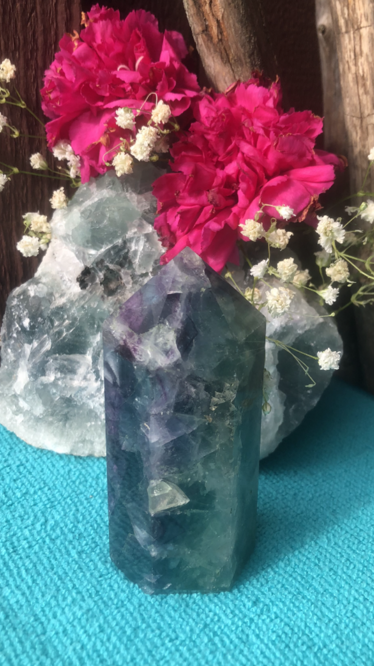 Large Rainbow Fluorite Crystal Point #2