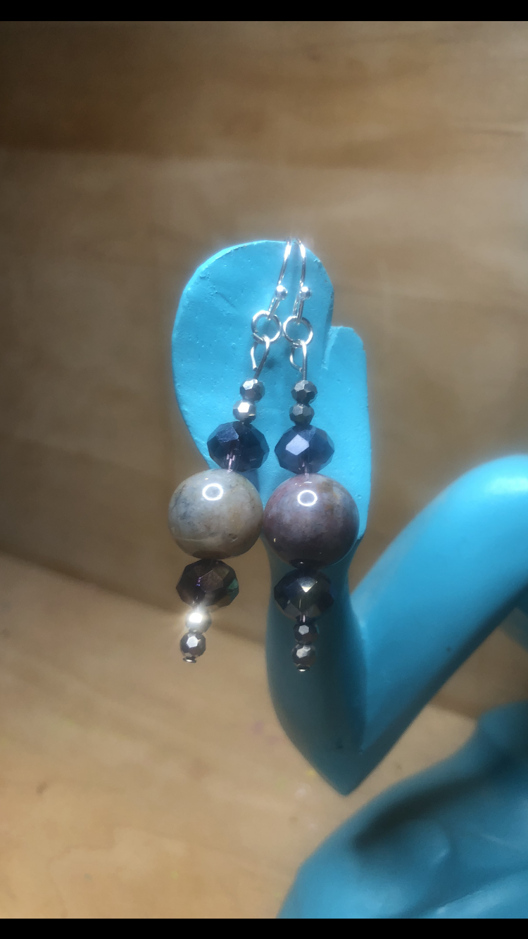 Crystal Galaxies Fancy Jasper Lobe Love Earrings