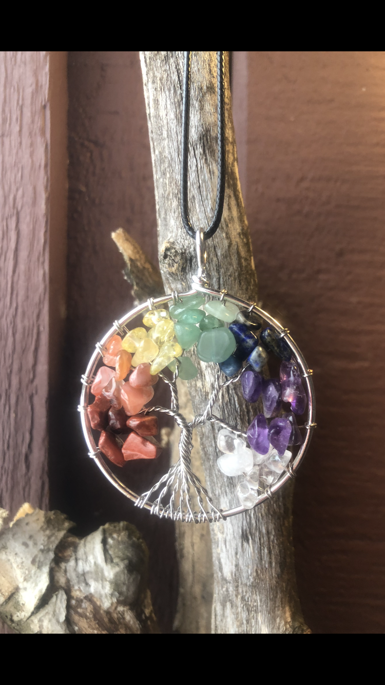 7 Chakra Tree Of Life Crystal Pendant