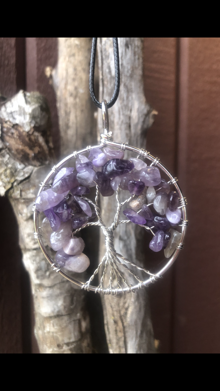 Amethyst Tree Of Life Crystal Pendant