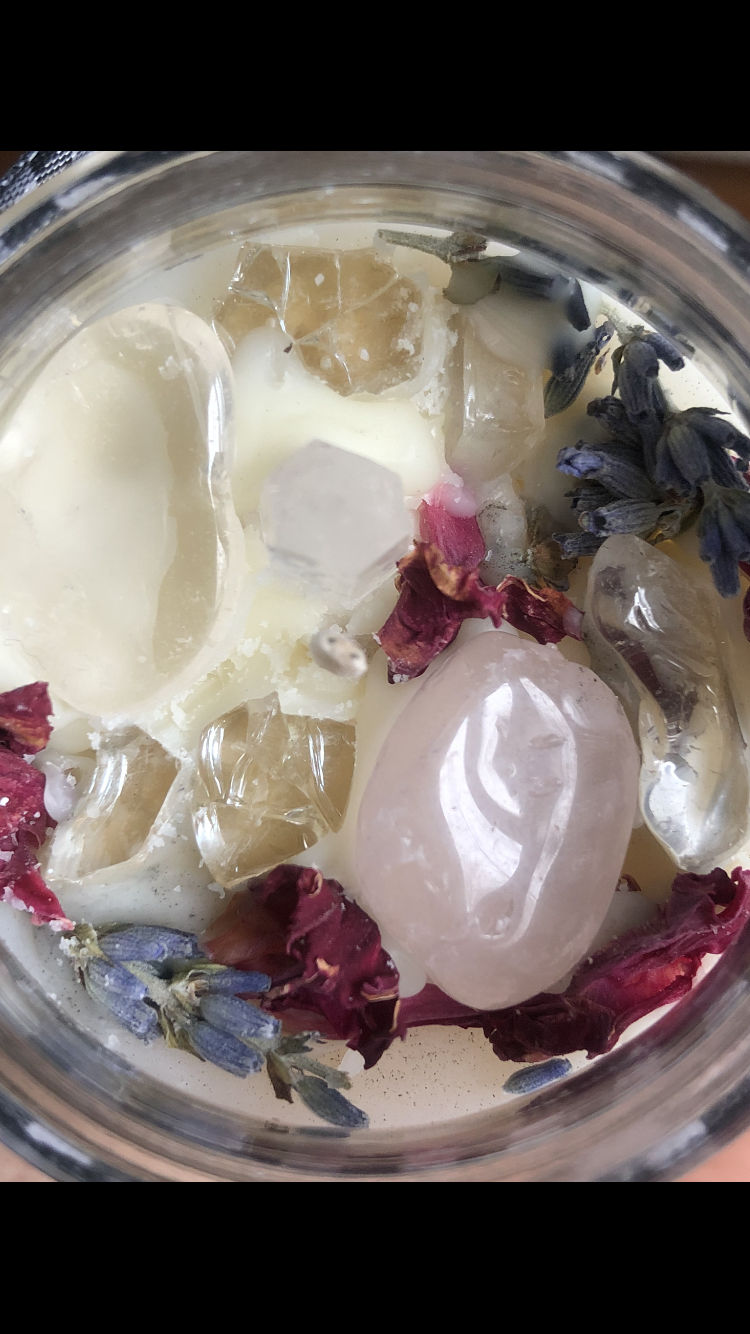 Crystal Galaxies Rose Quartz And Clear Quartz Crystal Love Candle (3oz.)