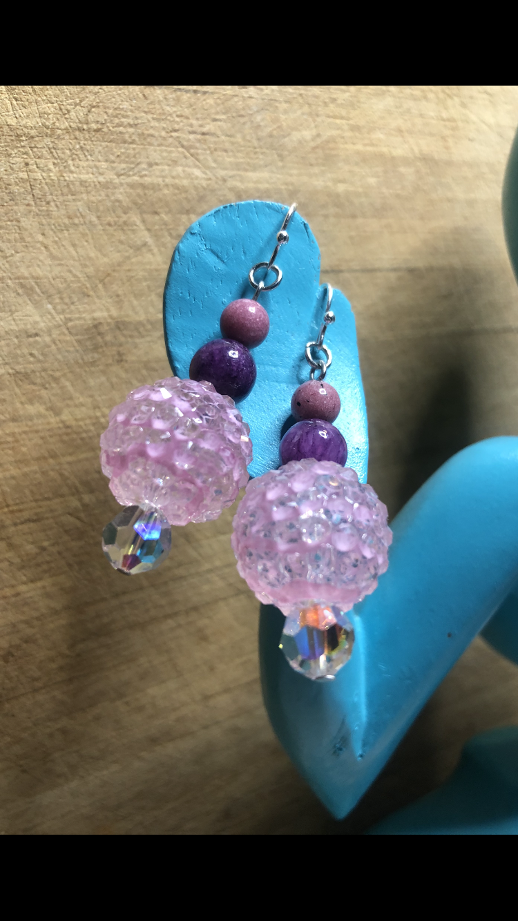 Crystal Galaxies Amethyst And Rhodonite Lobe Love Earrings