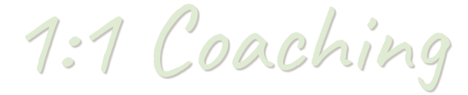 Text reading '1:1 Coaching' with a black background.