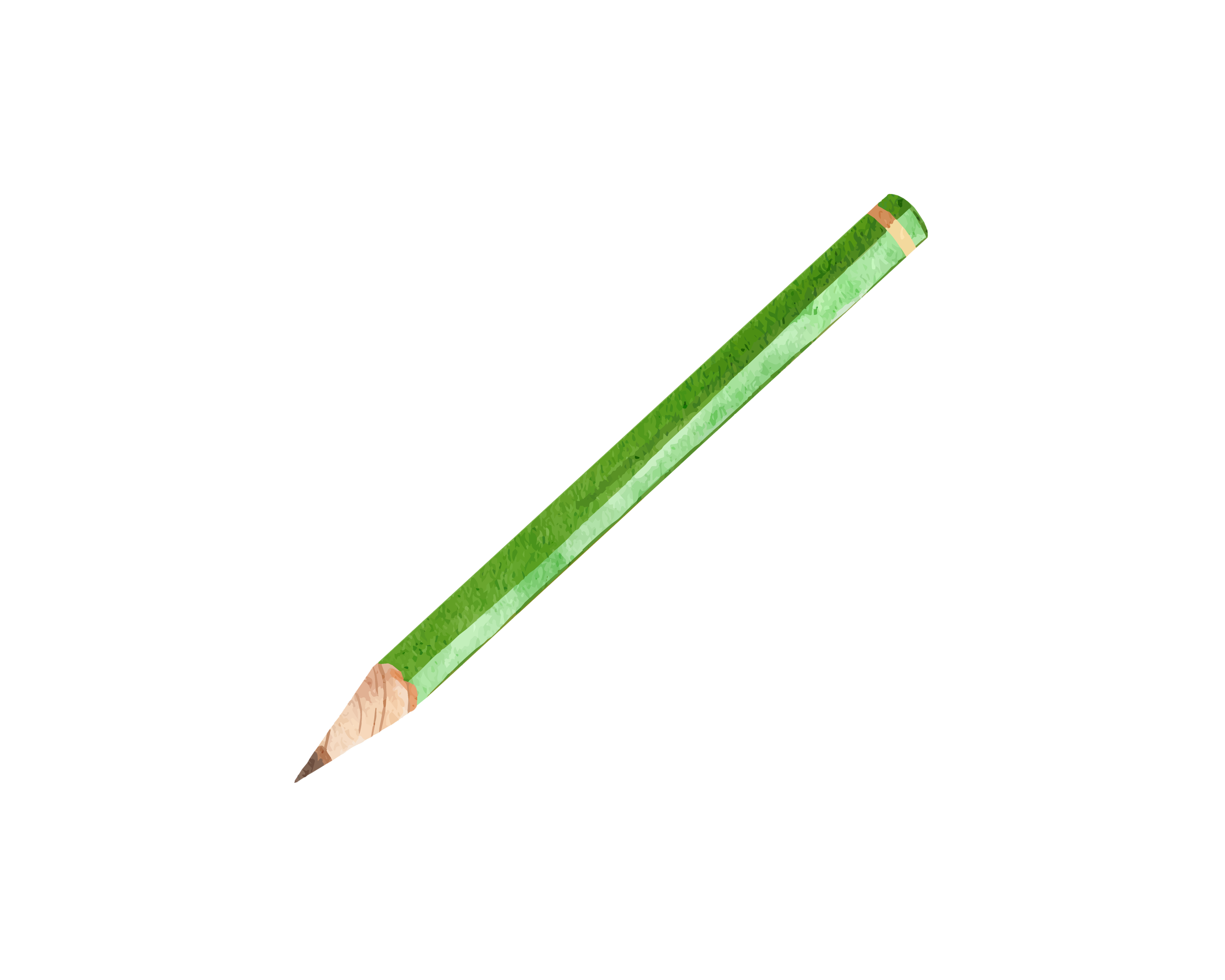 A green pencil with a sharpened tip, positioned diagonally across a black background.
