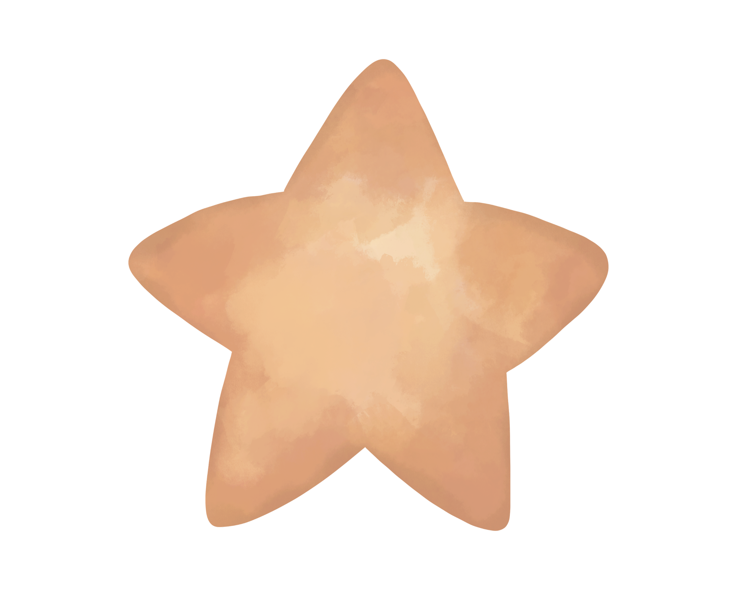 A five-pointed star with a watercolor texture in shades of light brown and beige.