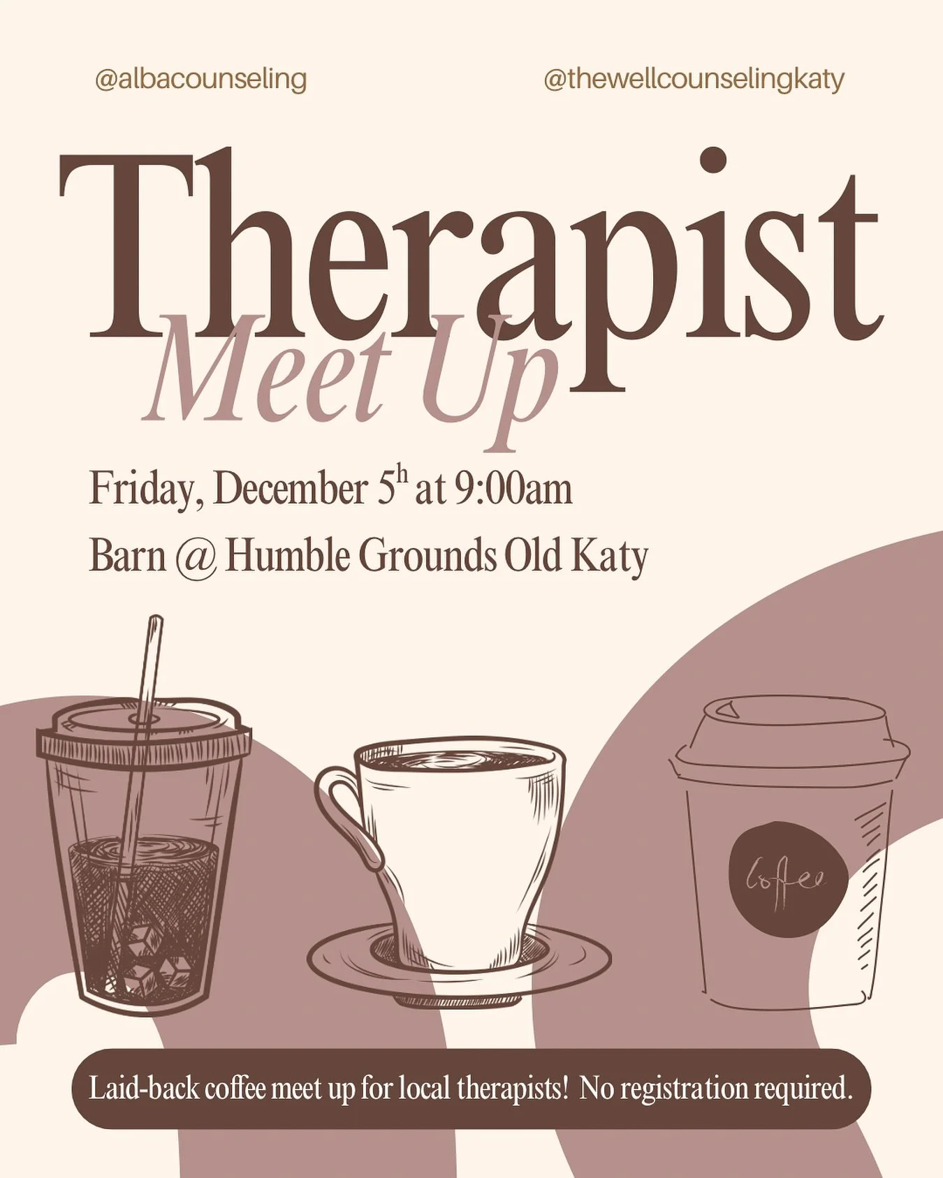 👋🏼Local therapists, let&rsquo;s connect at our last meet-up of 2025!

We&rsquo;re hosting our favorite laid-back coffee meet-up where you can connect, share ideas, and just enjoy good conversation with others who get it☕️

Whether you&rsquo;re bran