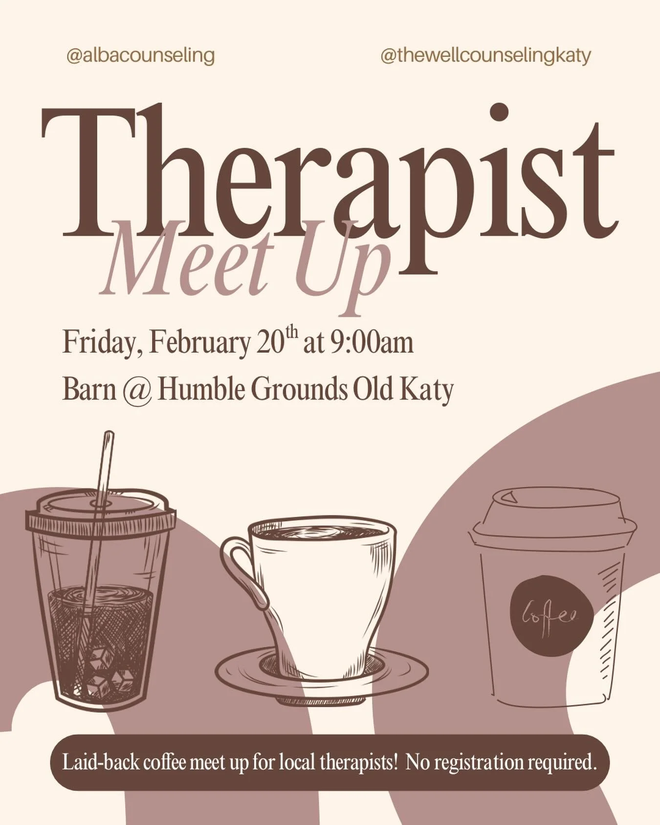 👋Local therapists, let&rsquo;s connect at our first meet-up of 2026!

We&rsquo;re hosting our favorite laid-back coffee meet-up where you can connect, share ideas, and enjoy encouraging conversation with others who just get it. Whether you&rsquo;re 